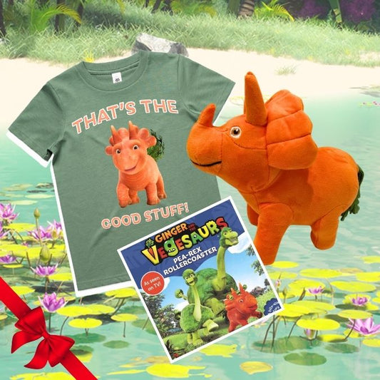 Ginger Plush, Vegesaurs Books and T-shirt Mix and Match