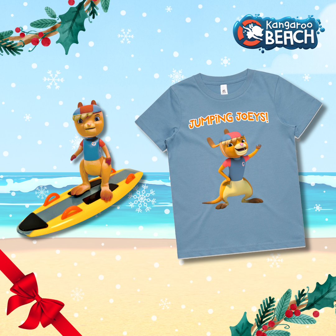 Kangaroo Beach Gift Pack Pounce figurine and t-shirt