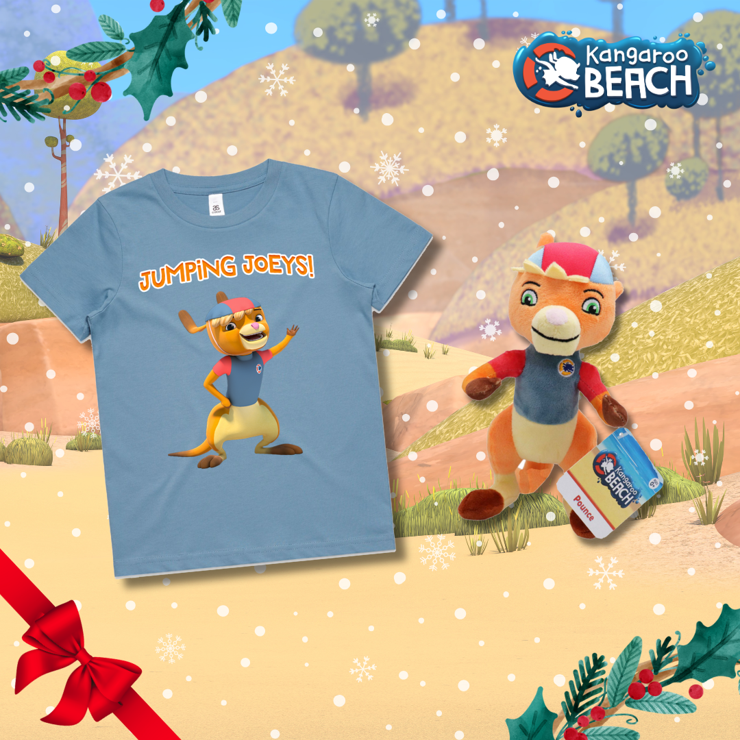 Kangaroo Beach Gift Pack Pounce Plush and T-shirt