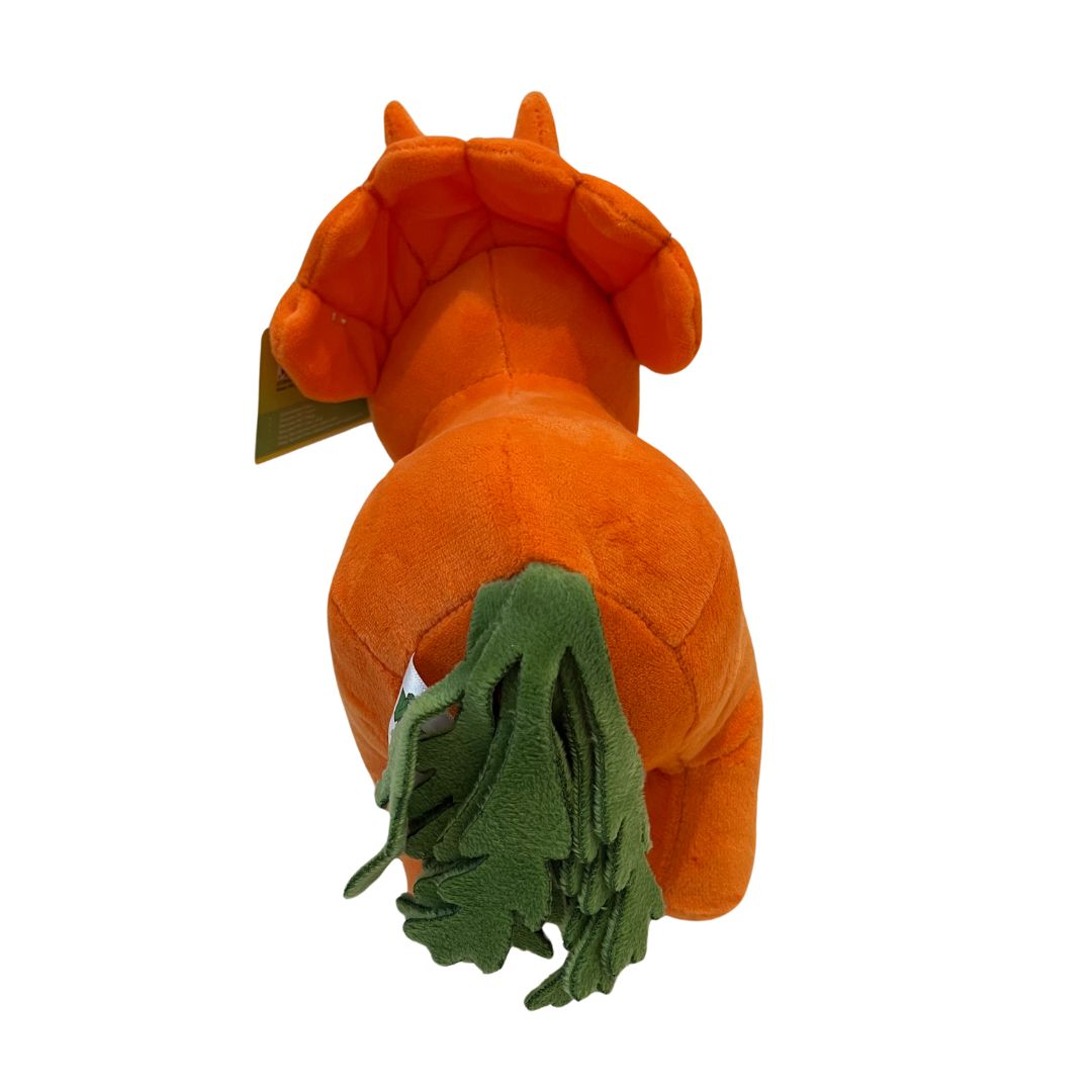 A picture of the Vegesaurs Ginger plush from behind