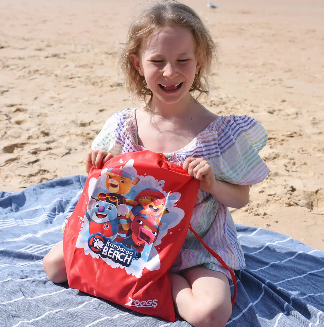 Kangaroo Beach drawstring beach bag - red