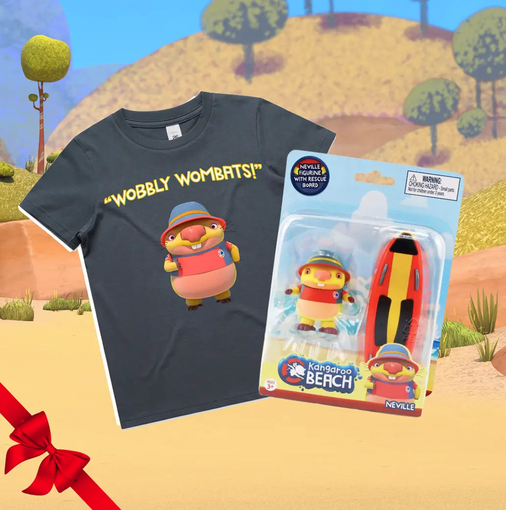 Kangaroo Beach Neville Tee and Figurine Gift Pack