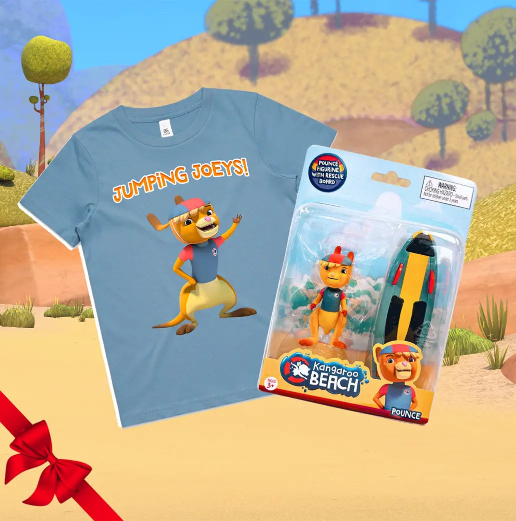 Kangaroo Beach Pounce Tee and Figurine Gift Pack