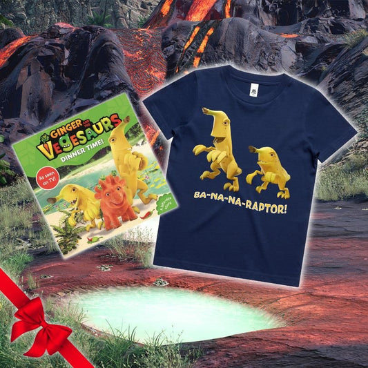 Vegesaurs -Bananaraptor Tee and Book Gift Pack - Dinner Time